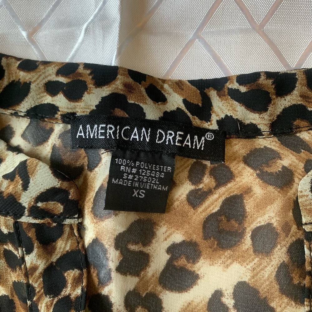 Leopard sheer button top 3/4 sleeves sexy summer fall classic work party blouse - Picture 6 of 7